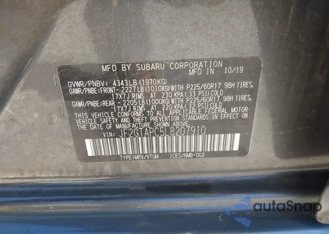 2020 Subaru Crosstrek Premium z USA, uszkodzony, nr VIN JF2GTAPC5L8207910